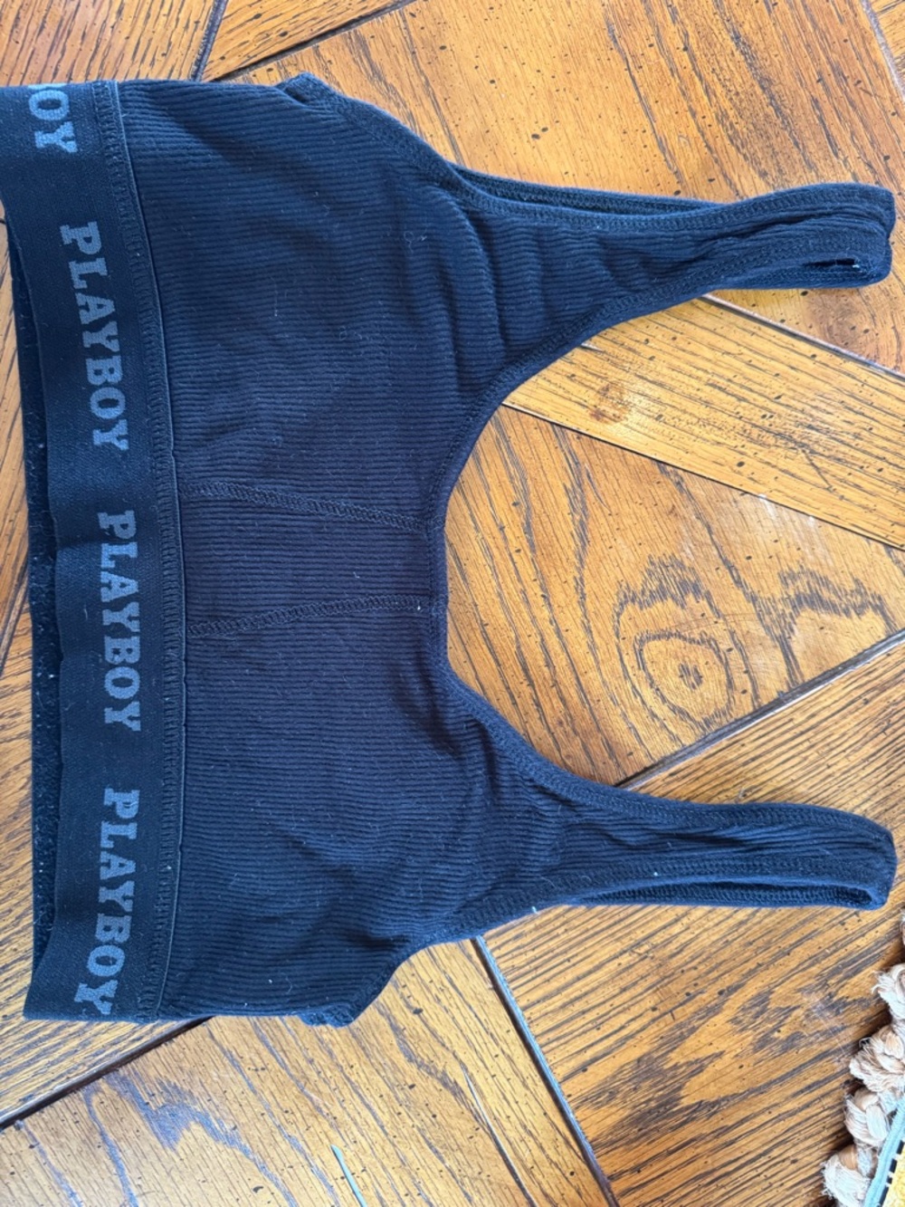 PLAYBOY Black Ribbed Seamless Bralette